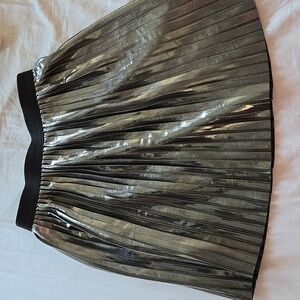 Pleated metallic skirt